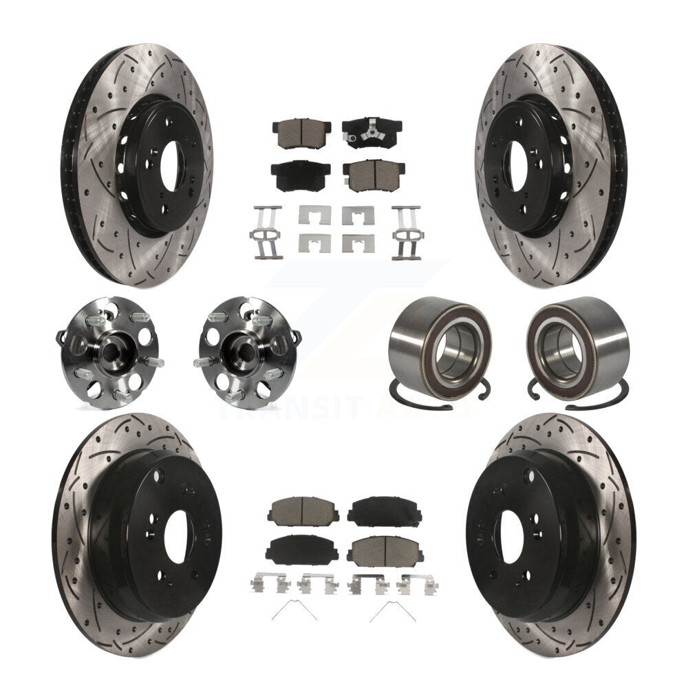 Kit de plaquettes de rotor de frein revêtues de roulement de moyeu avant et arrière (10 pièces) pour Acura RDX AW 13-16