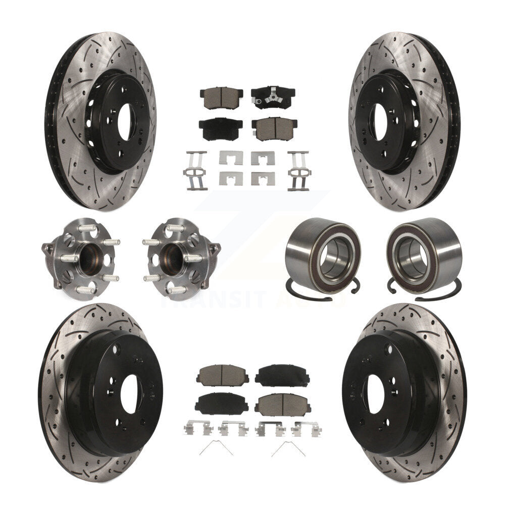 Kit de plaquettes de rotor de frein revêtues de roulement de moyeu avant et arrière (10 pièces) pour Acura RDX FW 13-18