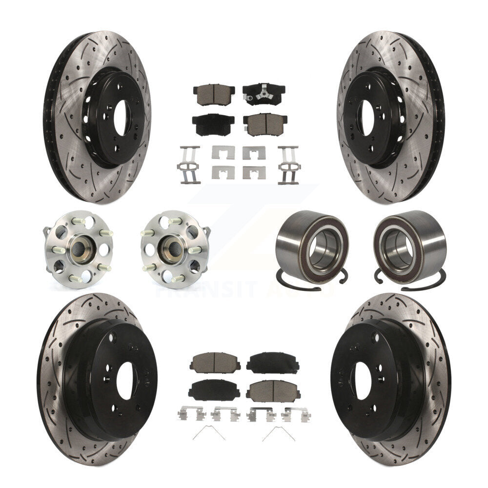 Kit de plaquettes de rotor de frein revêtues de roulement de moyeu avant et arrière (10 pièces) pour Acura RDX AW 17-18