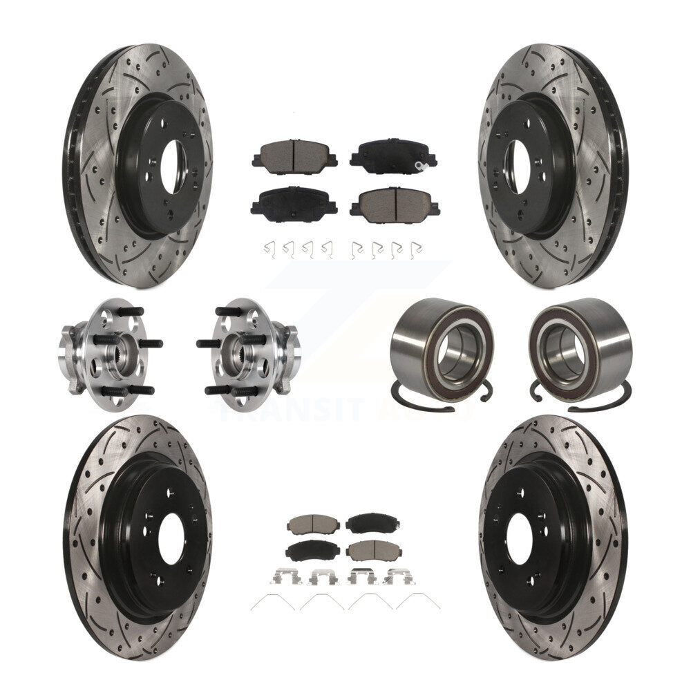 Kit de Rotor et de plaquettes de frein à disque revêtus de roulement de moyeu avant et arrière (10 pièces) pour Honda CR-