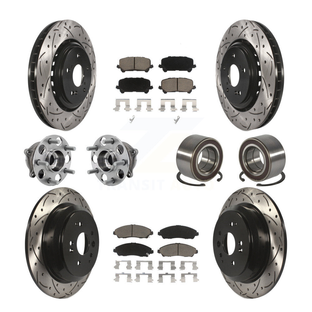 Kit de plaquettes de rotor de frein revêtues de roulement de moyeu avant et arrière (10 pièces) pour Acura MDX AW 14-16