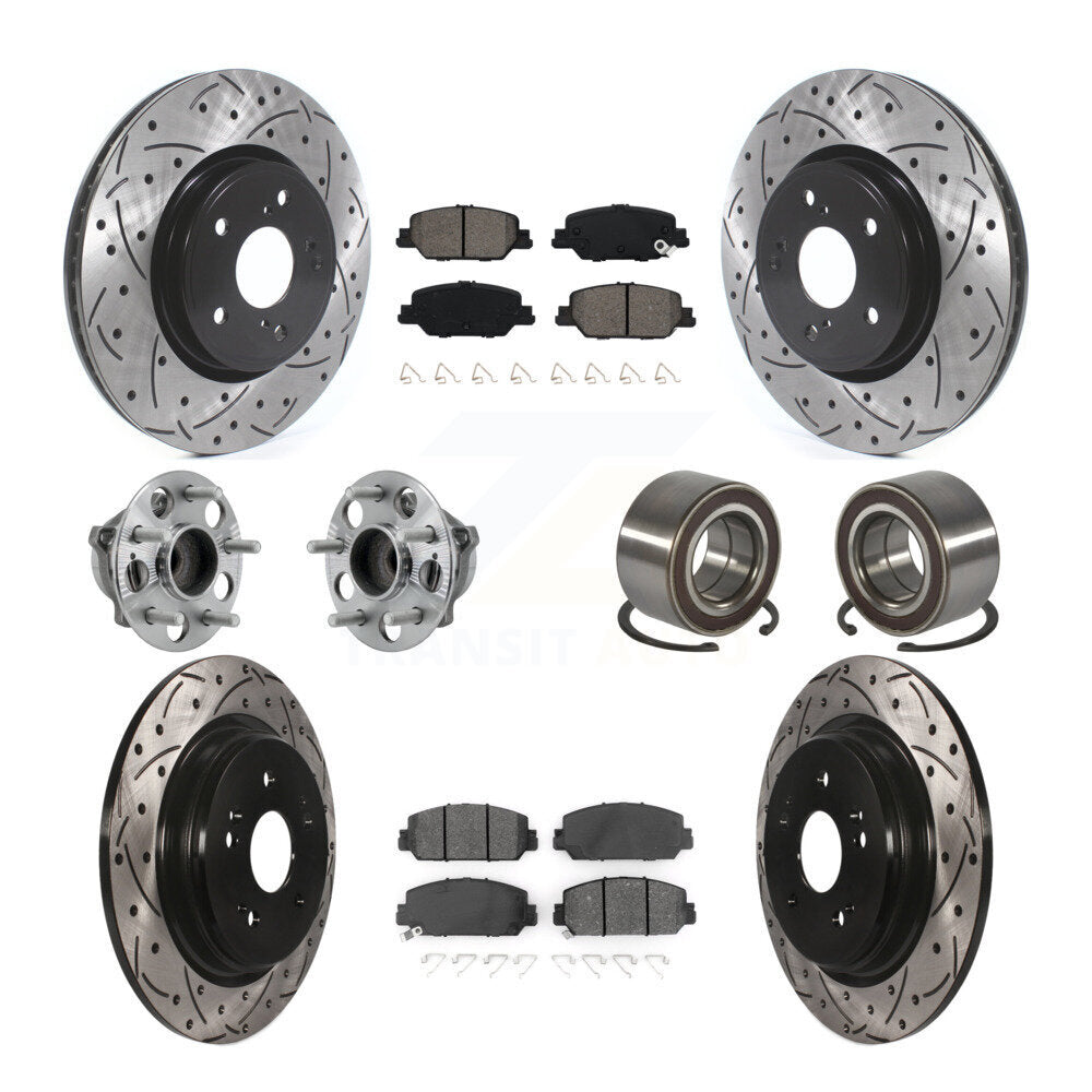 Kit de Rotor et de plaquettes de frein à disque revêtus de roulement de moyeu avant et arrière (10 pièces) pour Honda CR-