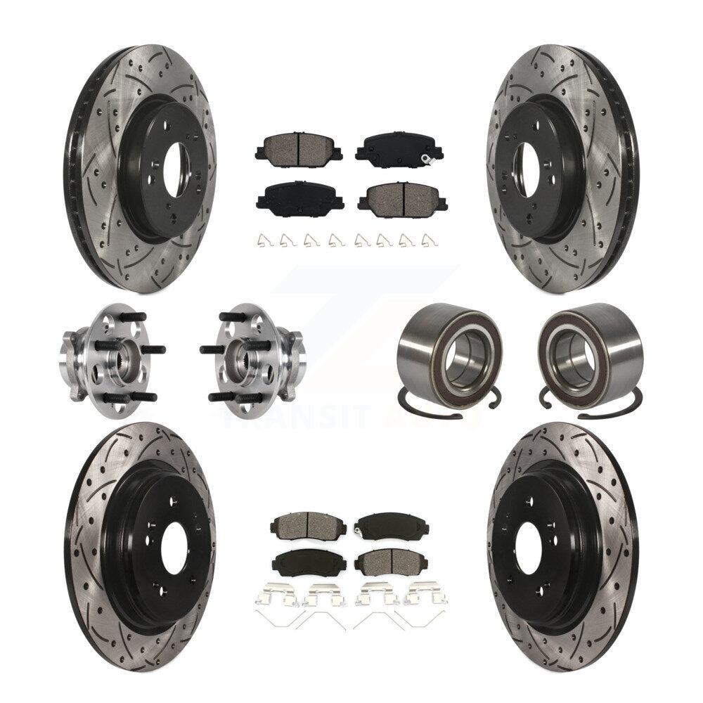 Kit de Rotor et de plaquettes de frein à disque revêtus de roulement de moyeu avant et arrière (10 pièces) pour Honda CR-