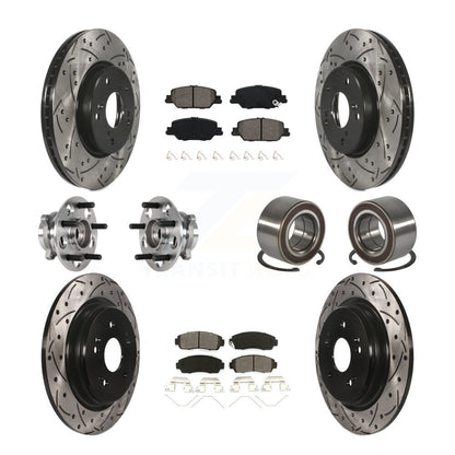 Kit de Rotor et de plaquettes de frein à disque revêtus de roulement de moyeu avant et arrière (10 pièces) pour Honda CR-