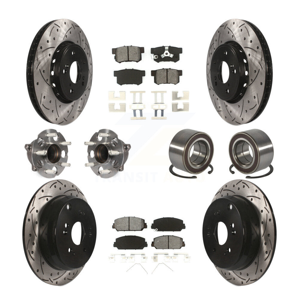 Kit de plaquettes de rotor de frein revêtues de roulement de moyeu avant et arrière (10 pièces) pour Acura RDX FW 13-18
