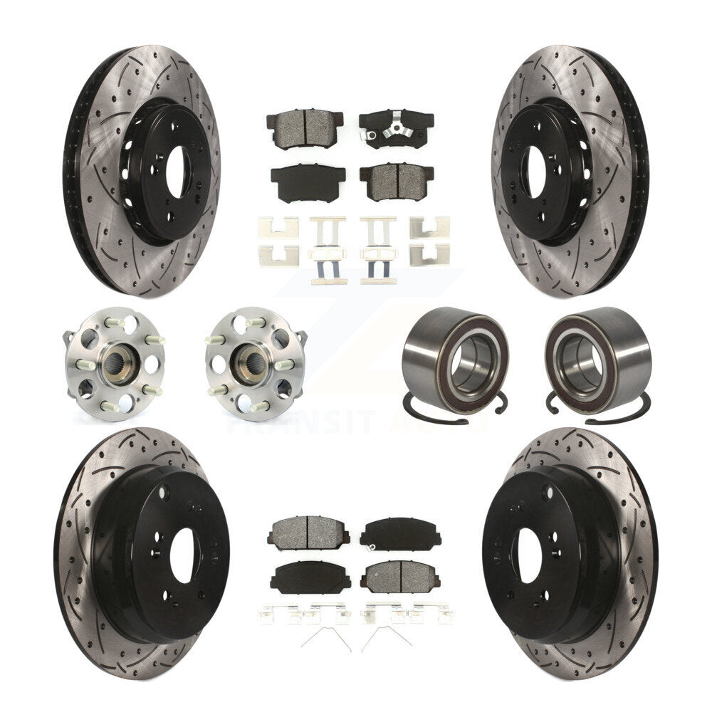Kit de plaquettes de rotor de frein revêtues de roulement de moyeu avant et arrière (10 pièces) pour Acura RDX AW 17-18