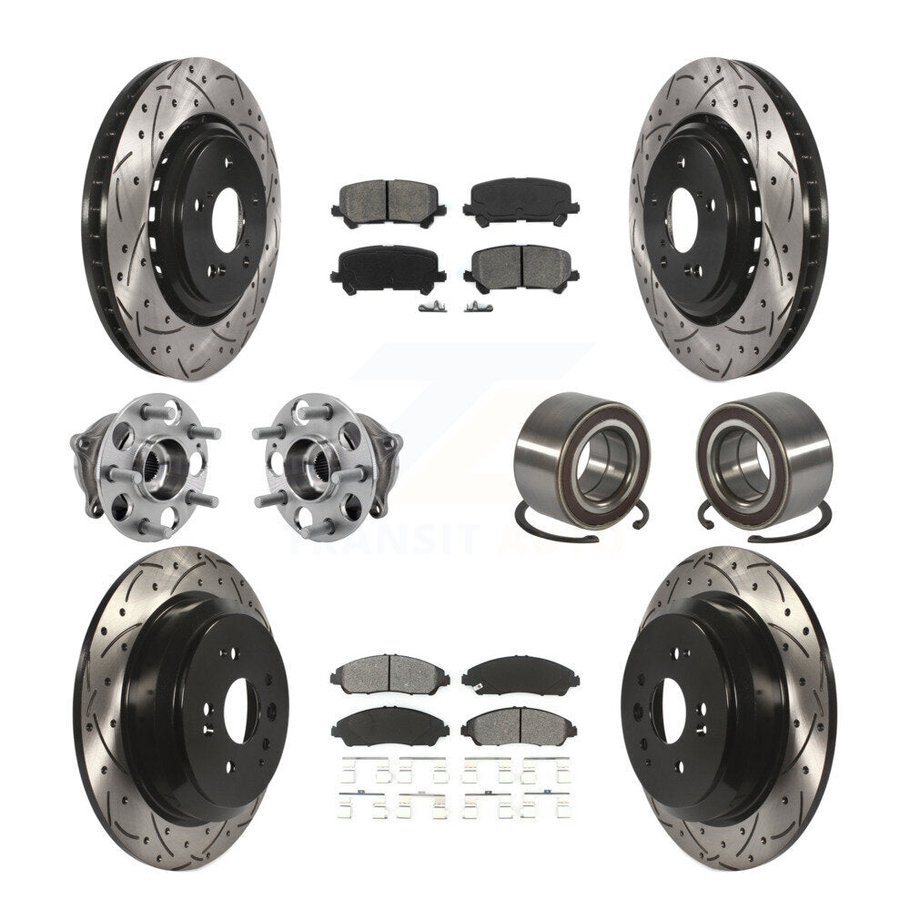 Kit de plaquettes de rotor de frein revêtues de roulement de moyeu avant et arrière (10 pièces) pour Acura MDX AW 14-16