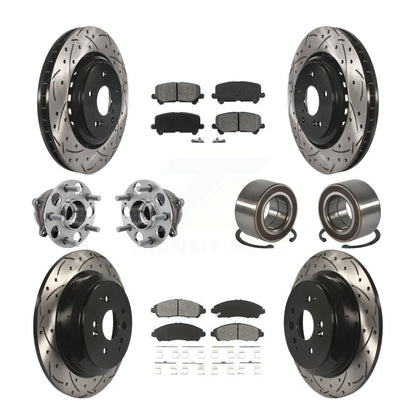 Kit de plaquettes de rotor de frein revêtues de roulement de moyeu avant et arrière (10 pièces) pour Acura MDX AW 14-16