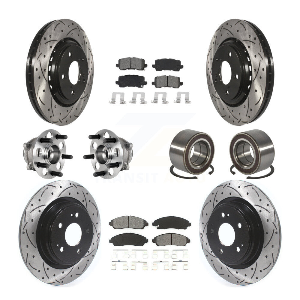 Kit de rotors et plaquettes de frein à disque revêtus de roulement de moyeu avant et arrière (10 pièces) pour Acura MD