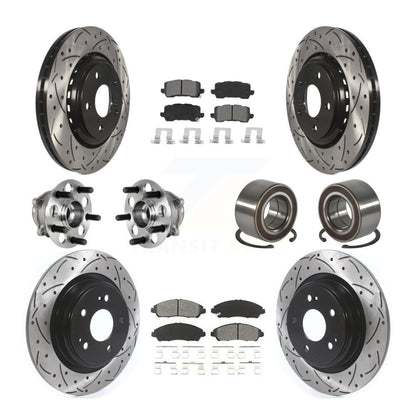 Kit de rotors et plaquettes de frein à disque revêtus de roulement de moyeu avant et arrière (10 pièces) pour Acura MD