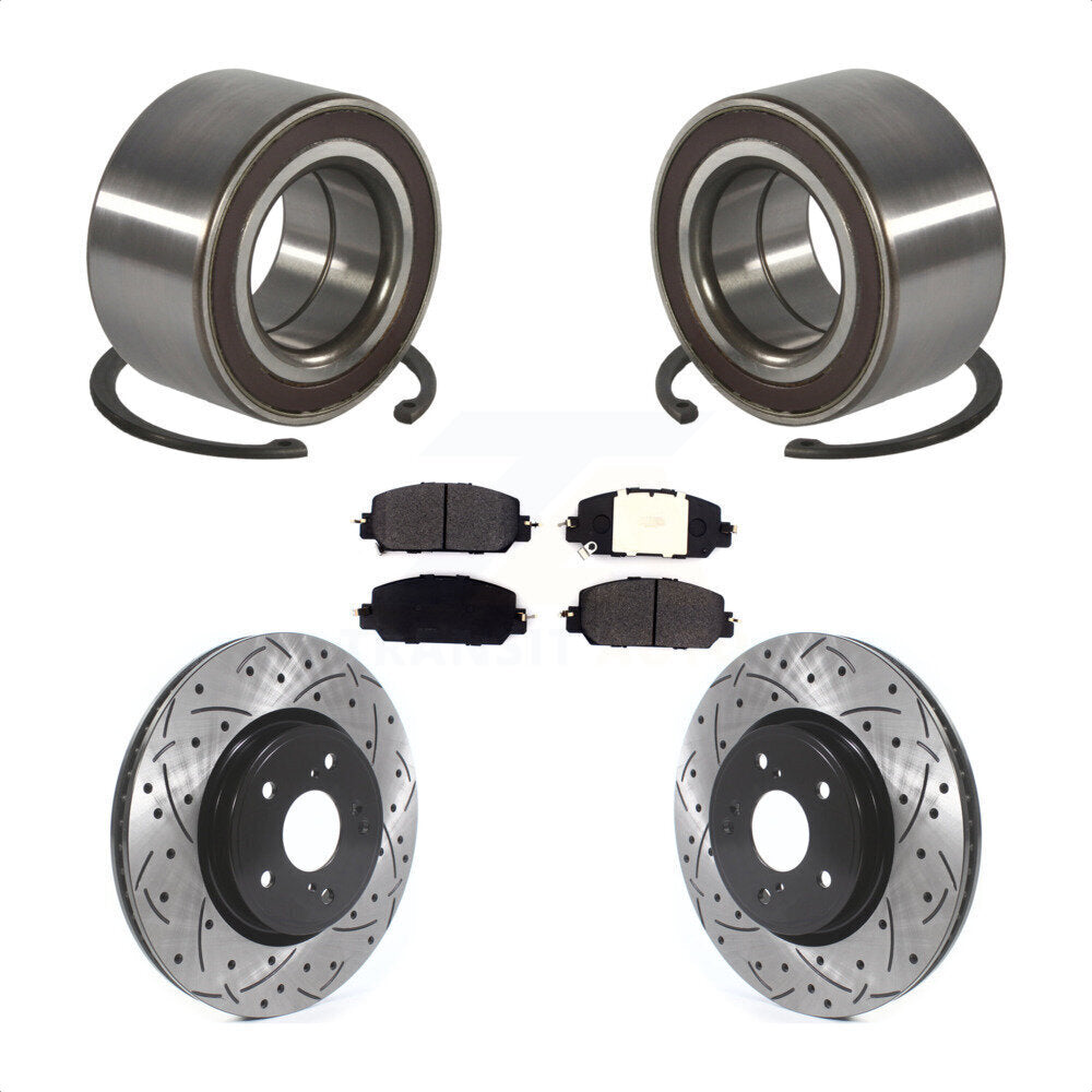 Kit de Rotor et plaquettes de frein à fente percé avec roulement de roue avant pour Honda CR-