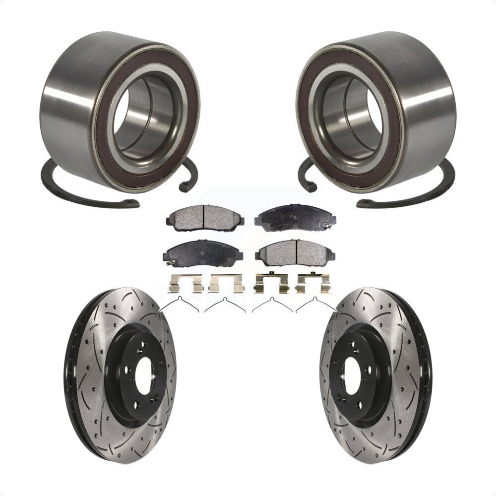 Kit de rotor et de plaquettes de frein fendus percés avec roulement de roue avant pour Acura RL