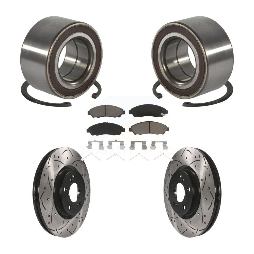 Kit de rotor et de plaquettes de frein fendus percés avec roulement de roue avant pour Acura RL