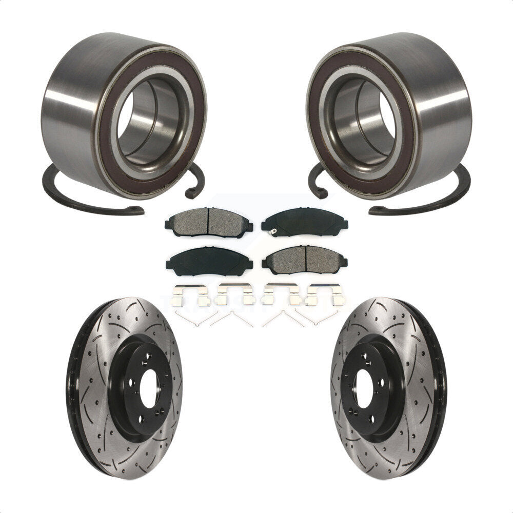 Kit de rotor et de plaquettes de frein fendus percés avec roulement de roue avant pour Acura RL
