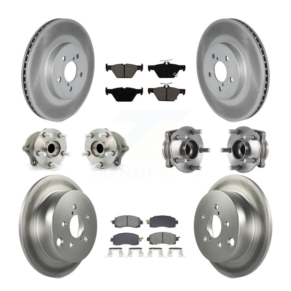 Kit de rotors et plaquettes de frein revêtus de roulement de moyeu avant et arrière (10 pièces) pour Subaru Crosstre