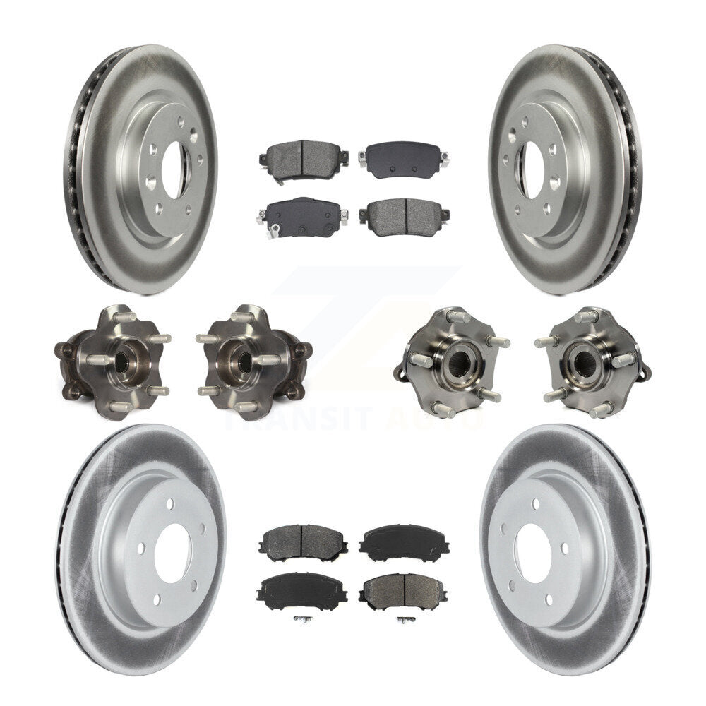 Kit de plaquettes de rotor de frein enduites de roulement de moyeu avant et arrière (10 pièces) pour Nissan Rogue Spor