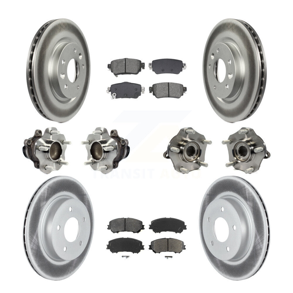 Kit de plaquettes de rotor de frein enduites de roulement de moyeu avant et arrière (10 pièces) pour Nissan Rogue Spor