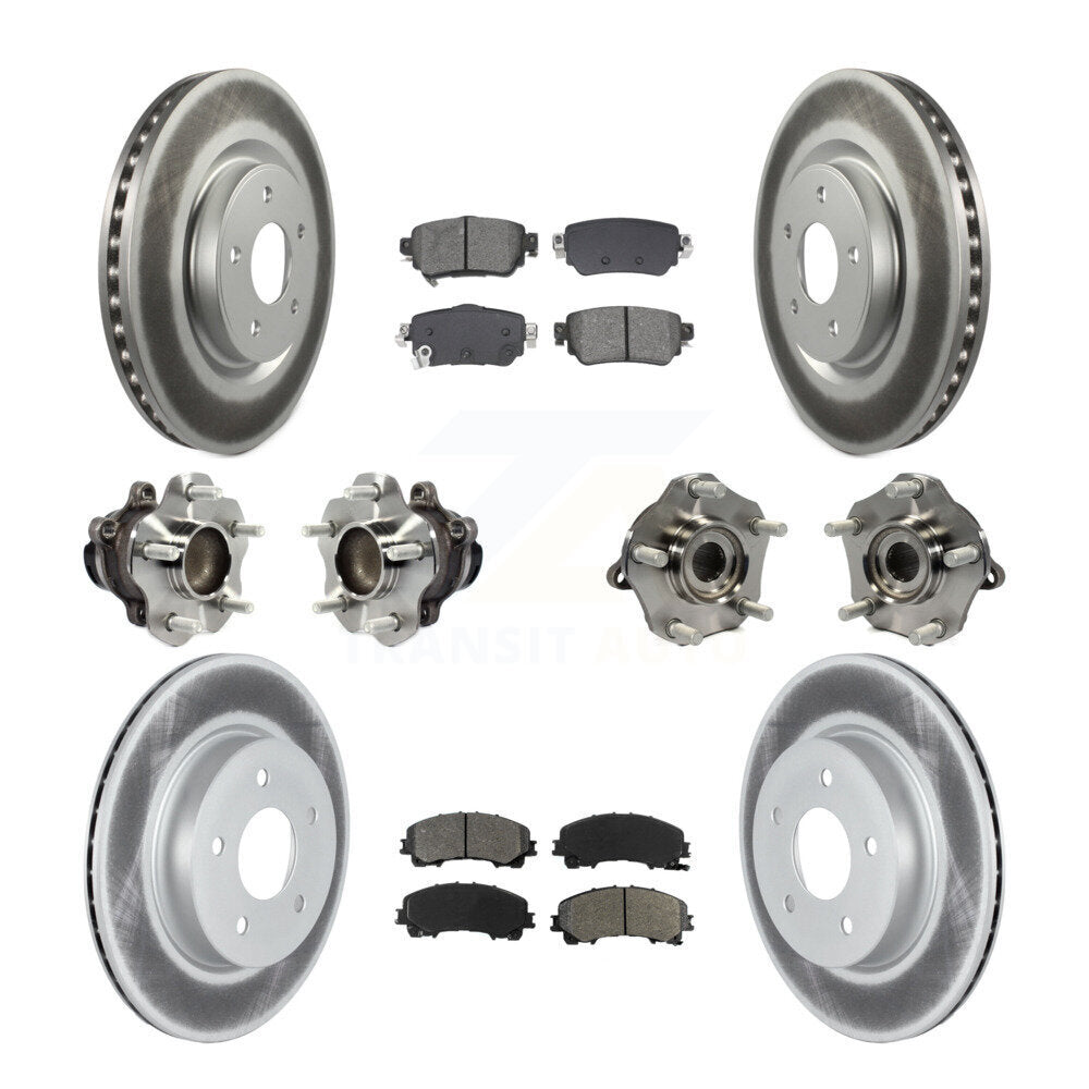 Kit de rotor et de plaquettes de frein à disque revêtus de roulement de moyeu avant et arrière (10 pièces) pour Nissan Rogu