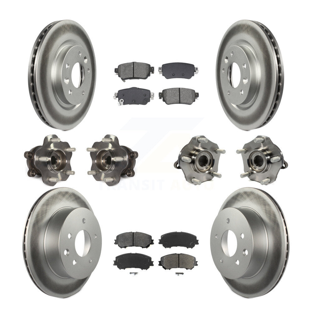 Kit de plaquettes de rotor de frein enduites de roulement de moyeu avant et arrière (10 pièces) pour Nissan Rogue Spor