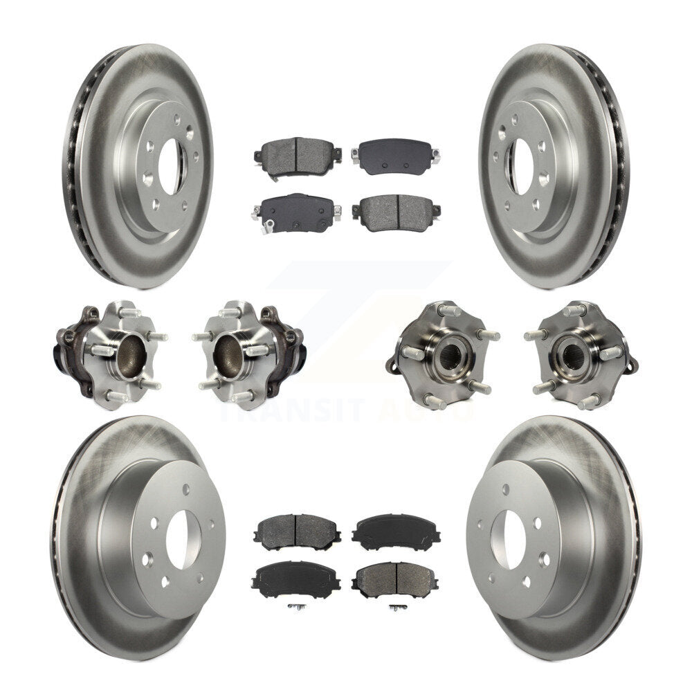 Kit de plaquettes de rotor de frein enduites de roulement de moyeu avant et arrière (10 pièces) pour Nissan Rogue Spor