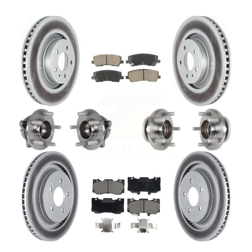 Kit de rotor et de plaquettes de frein à disque revêtus de roulement de moyeu avant et arrière (10 pièces) pour Ford Mustang