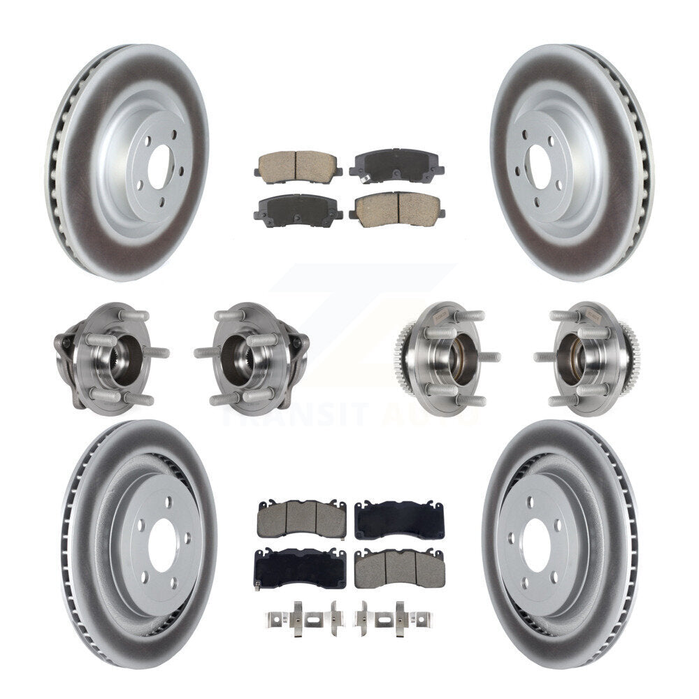 Kit de rotor et de plaquettes de frein à disque revêtus de roulement de moyeu avant et arrière (10 pièces) pour Ford Mustang