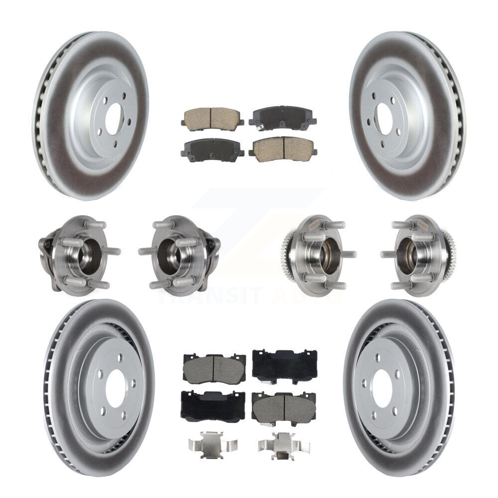 Kit de rotor et de plaquettes de frein à disque revêtus de roulement de moyeu avant et arrière (10 pièces) pour Ford Mustang