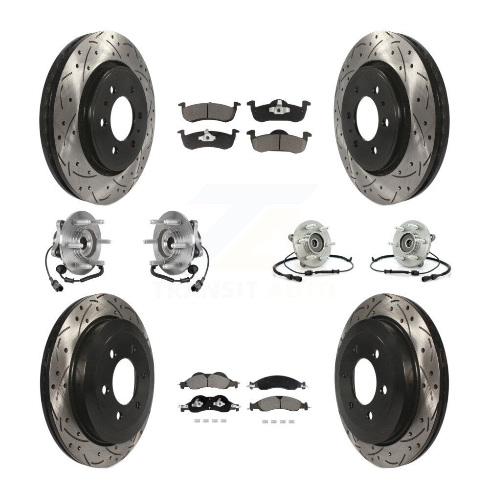Kit de rotor et de plaquettes de frein revêtus de roulement de moyeu avant et arrière (10 pièces) pour Ford Expeditio