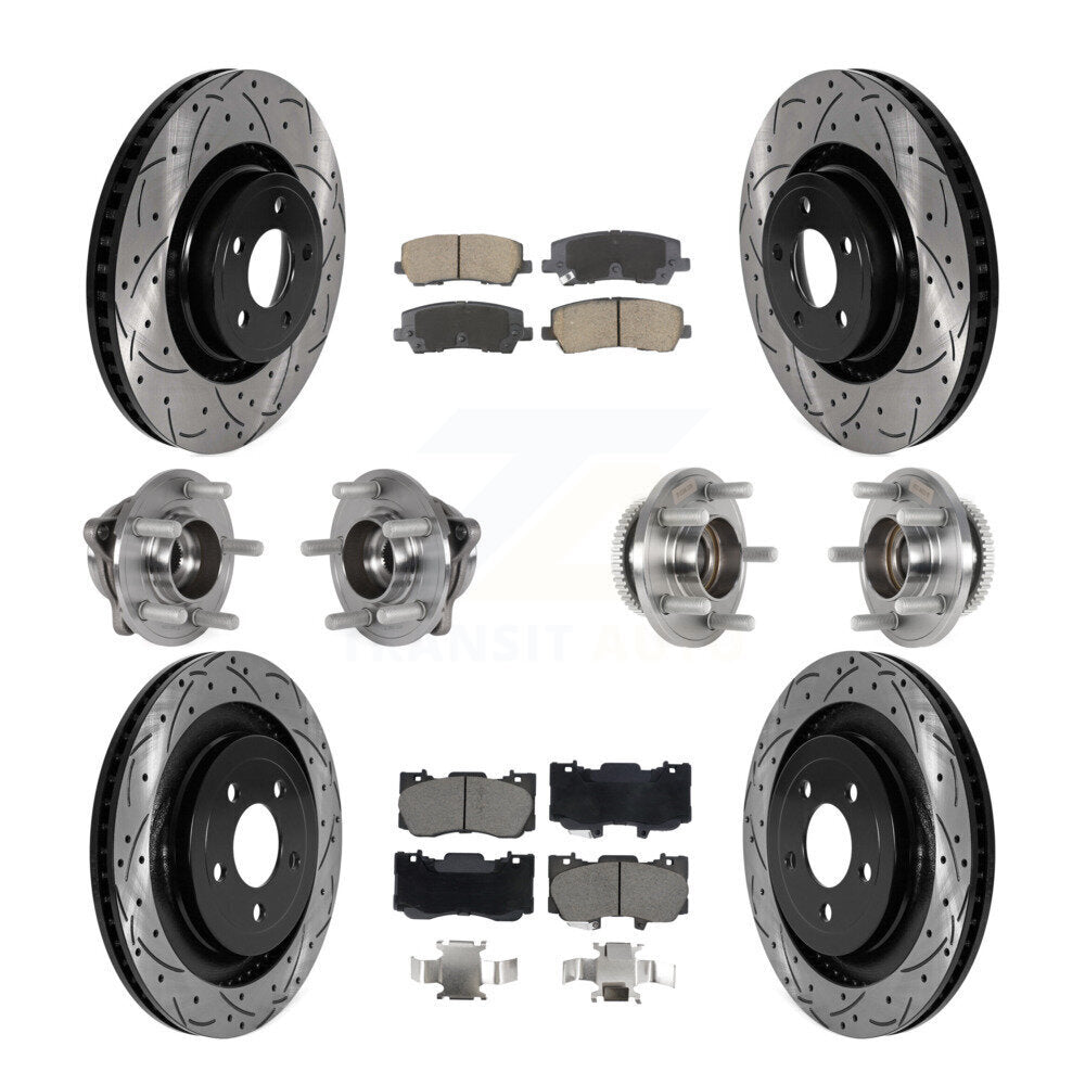 Kit de rotor et de plaquettes de frein à disque revêtus de roulement de moyeu avant et arrière (10 pièces) pour Ford Mustang