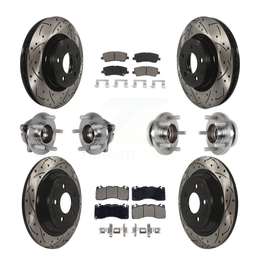Kit de rotor et de plaquettes de frein à disque revêtus de roulement de moyeu avant et arrière (10 pièces) pour Ford Mustang