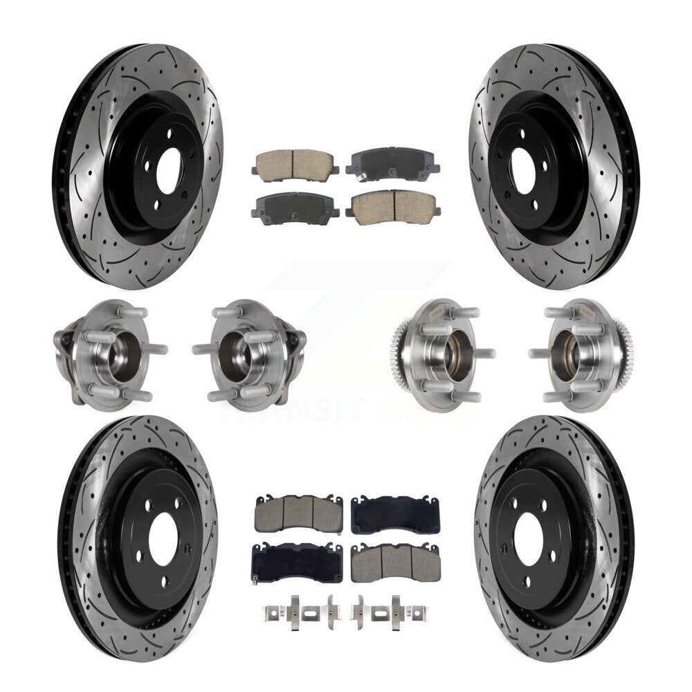 Kit de rotor et de plaquettes de frein à disque revêtus de roulement de moyeu avant et arrière (10 pièces) pour Ford Mustang