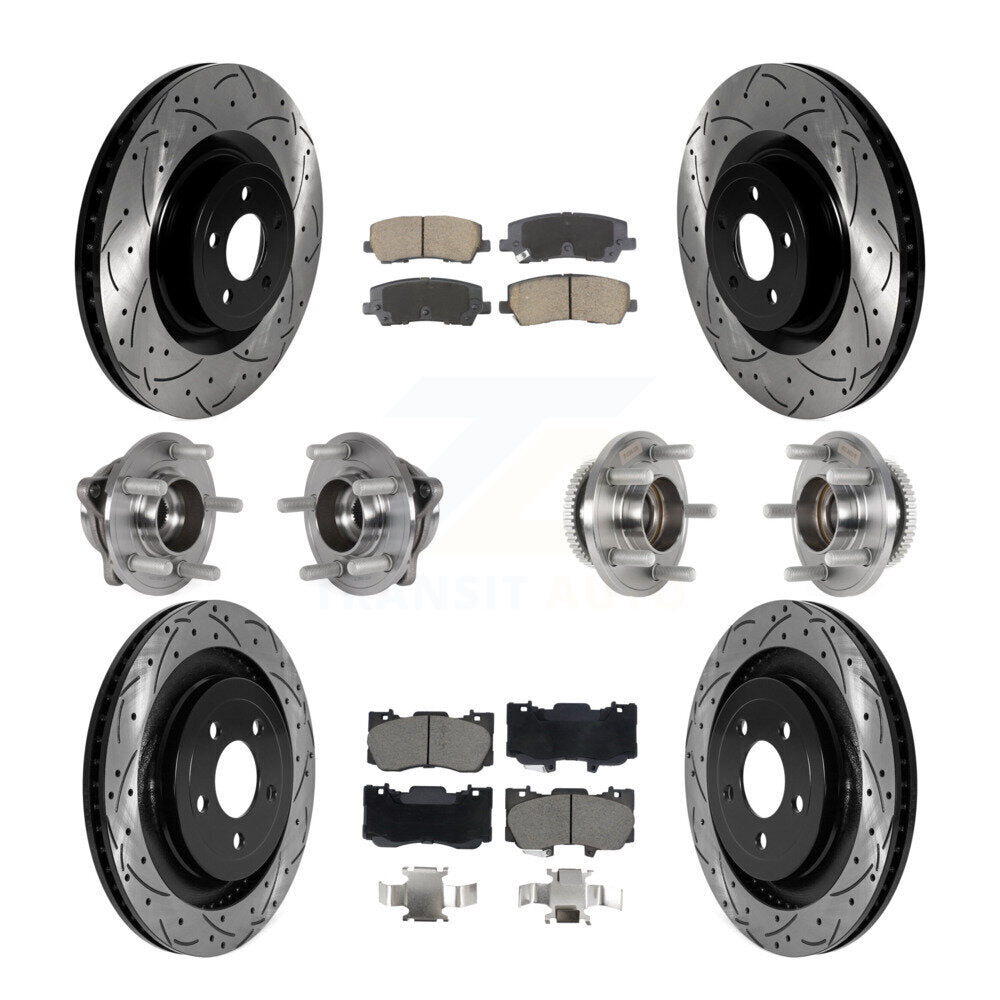Kit de rotor et de plaquettes de frein à disque revêtus de roulement de moyeu avant et arrière (10 pièces) pour Ford Mustang