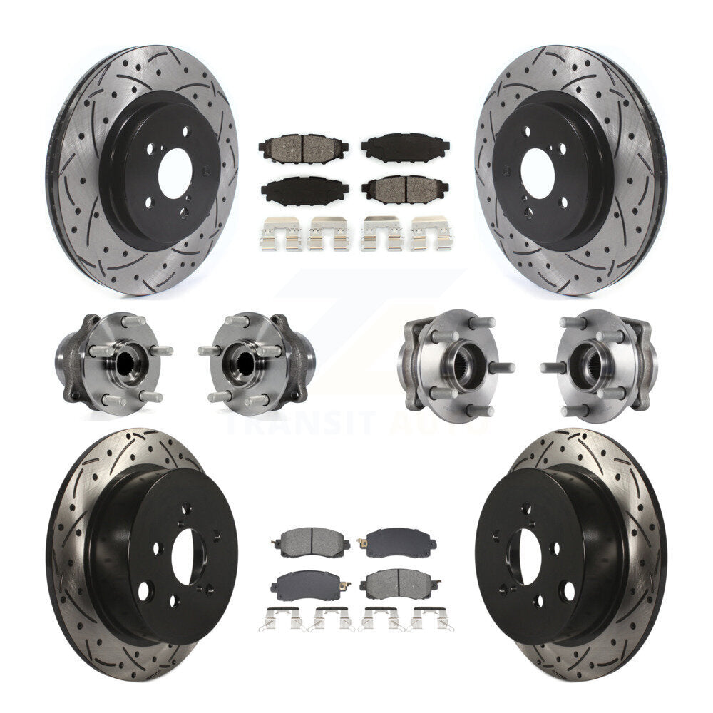 Kit de rotors et plaquettes de frein revêtus de roulement de moyeu avant et arrière (10 pièces) pour Subaru Crosstre
