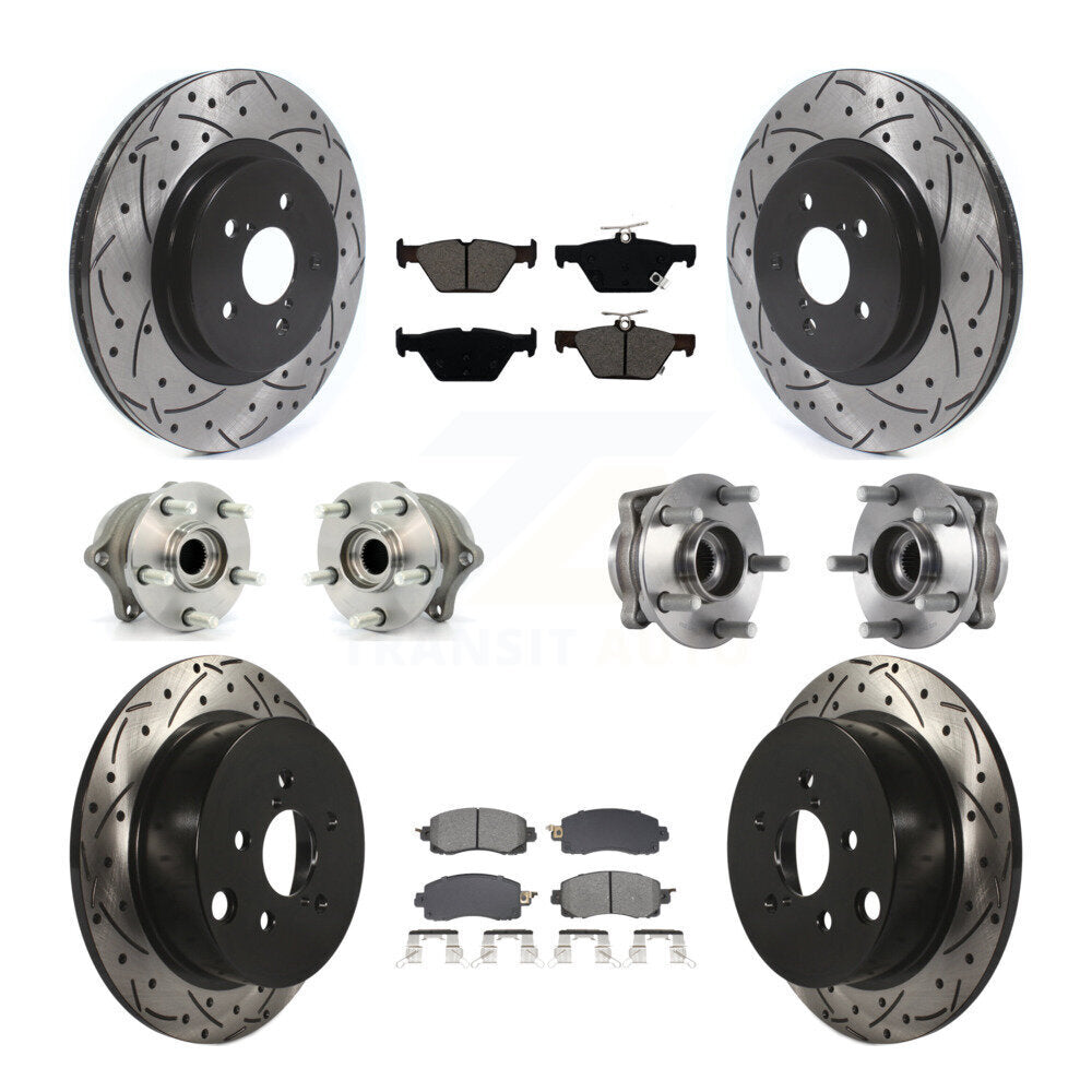 Kit de rotors et plaquettes de frein revêtus de roulement de moyeu avant et arrière (10 pièces) pour Subaru Crosstre