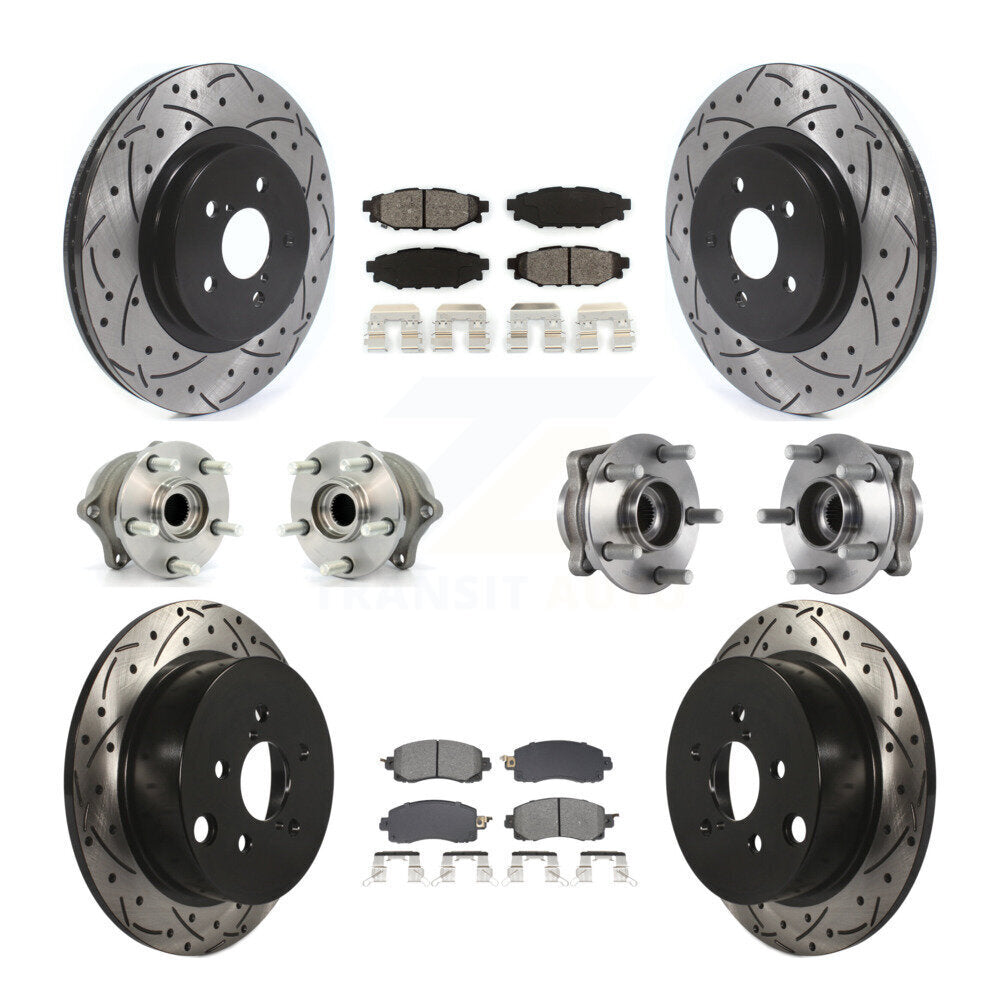 Kit de rotors et plaquettes de frein revêtus de roulement de moyeu avant et arrière (10 pièces) pour Subaru Crosstre