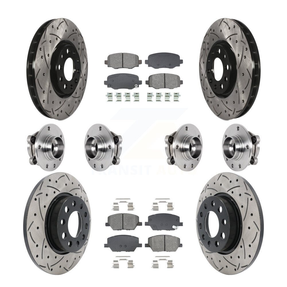 Kit de plaquettes de rotor de frein enduites de roulement de moyeu avant et arrière (10 pièces) pour Jeep Renegade Fia