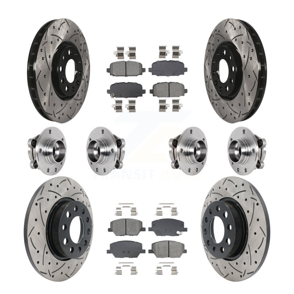 Kit de rotors et plaquettes de frein revêtus de roulement de moyeu avant et arrière (10 pièces) pour Jeep Compass AW