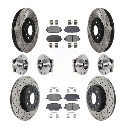 Kit de rotors et plaquettes de frein revêtus de roulement de moyeu avant et arrière (10 pièces) pour Jeep Compass AW