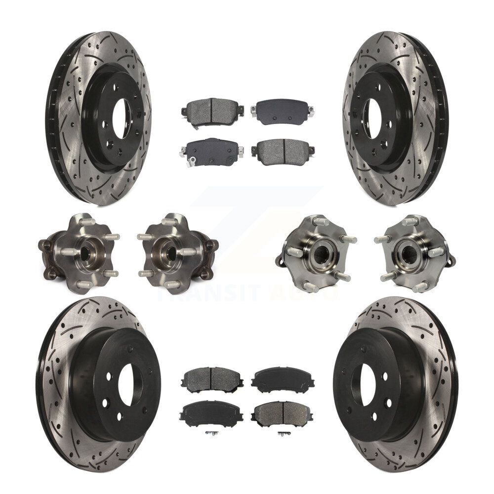 Kit de plaquettes de rotor de frein enduites de roulement de moyeu avant et arrière (10 pièces) pour Nissan Rogue Spor