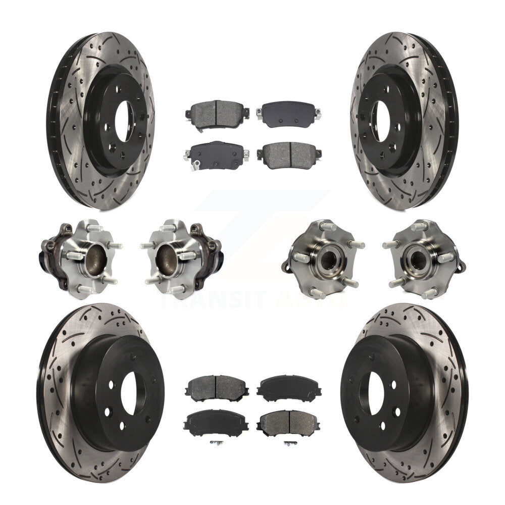 Kit de plaquettes de rotor de frein enduites de roulement de moyeu avant et arrière (10 pièces) pour Nissan Rogue Spor