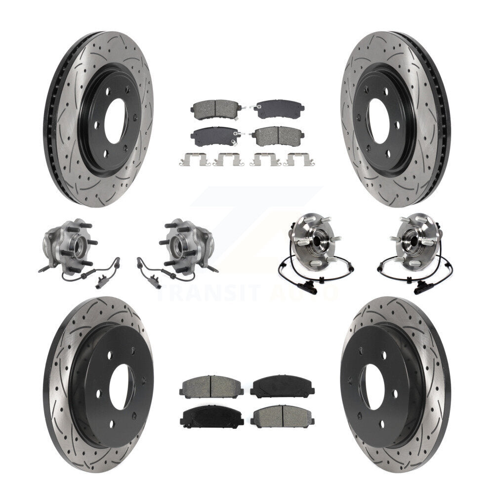 Kit de rotor et de plaquettes de frein revêtus de roulement de moyeu avant et arrière (10 pièces) pour Nissan Armada AW