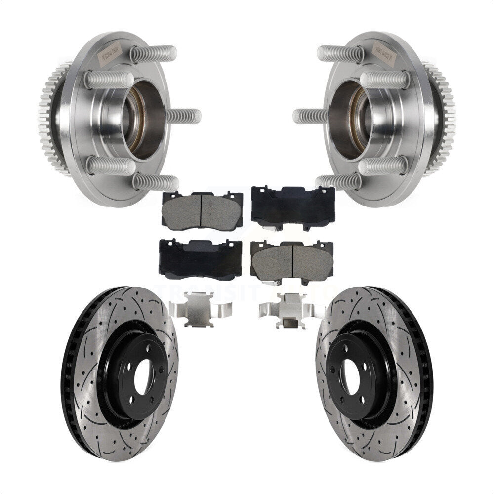 Kit de plaquettes de Rotor de frein, ensemble de roulements de moyeu avant, fente de perçage, pour Ford Mustang
