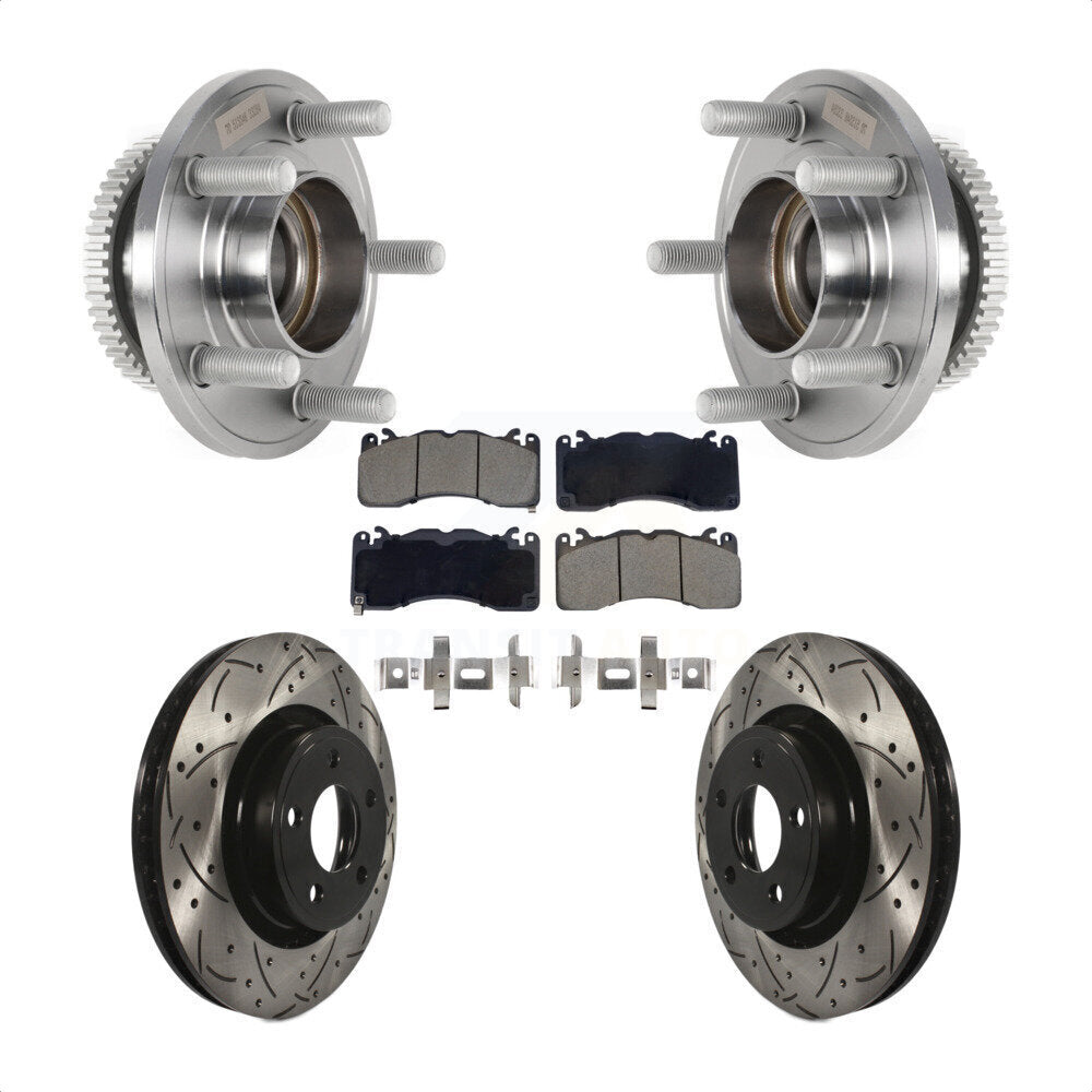 Front Hub Bearing Coated Drill Slot Brake Rotor Pad Kit For 2015 Ford Mustang V