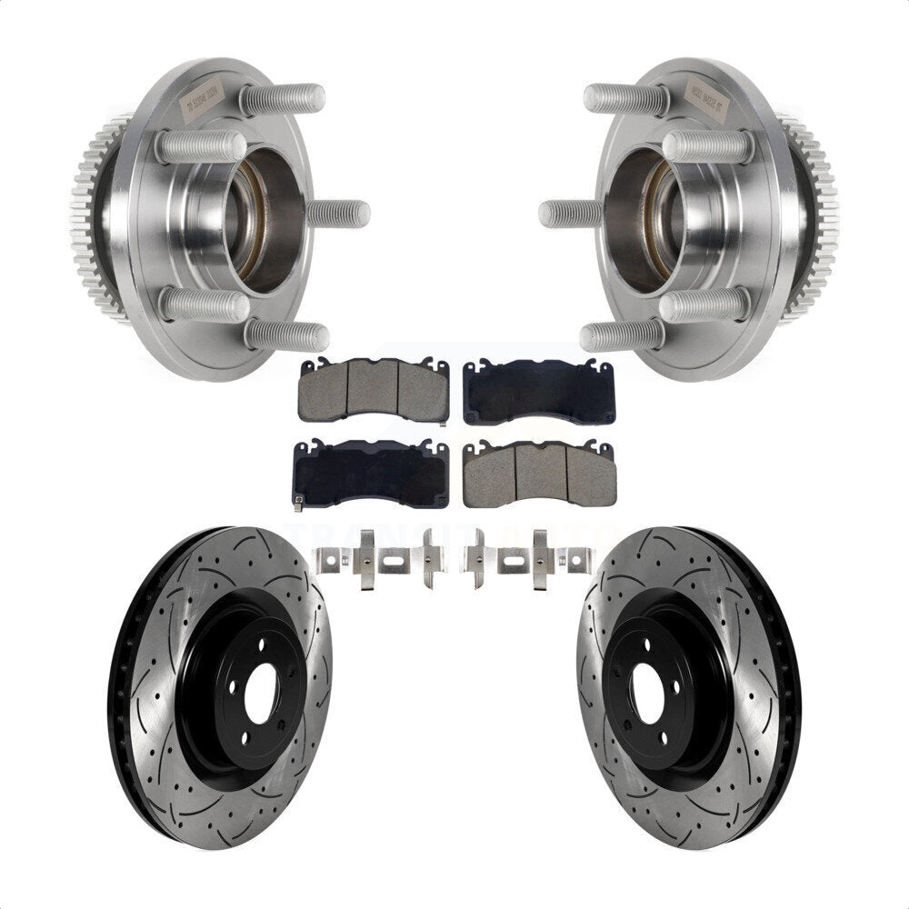 Kit de plaquettes de Rotor de frein, ensemble de roulements de moyeu avant, fente de perçage, pour Ford Mustang