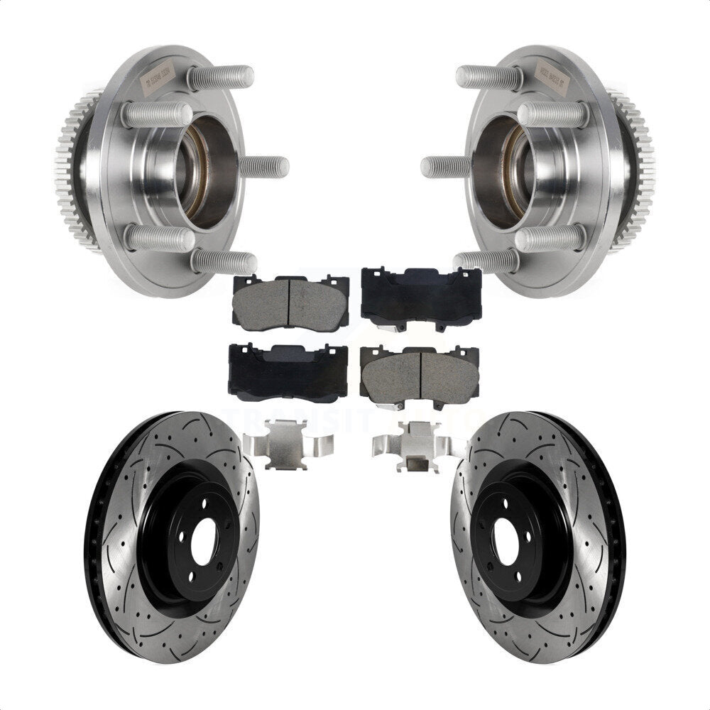 Kit de plaquettes de Rotor de frein, ensemble de roulements de moyeu avant, fente de perçage, pour Ford Mustang