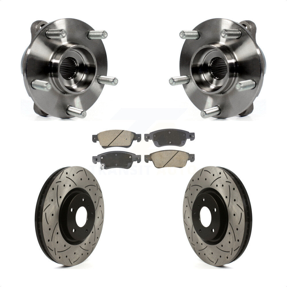 Ensemble de roulement de moyeu avant, Kit de plaquettes de Rotor de frein à fente percée pour INFINITI G35 Q6