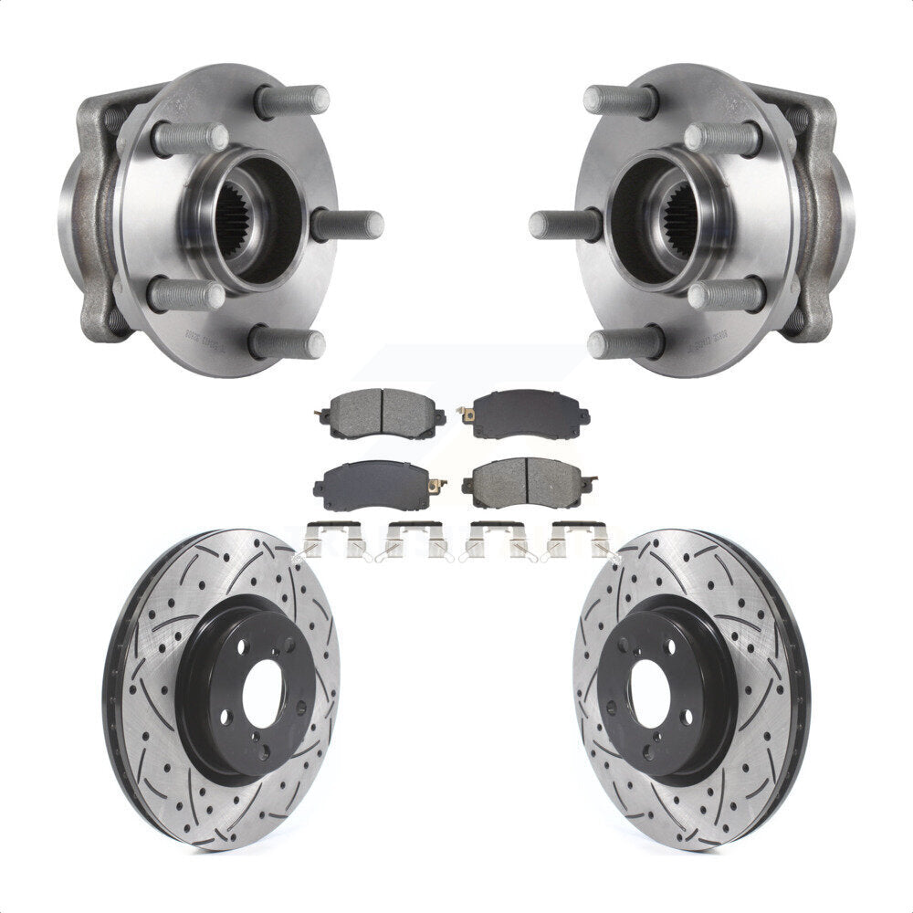 Ensemble de roulement de moyeu avant, Rotor de frein à fente percé et Kit de plaquettes pour Subaru Imprez