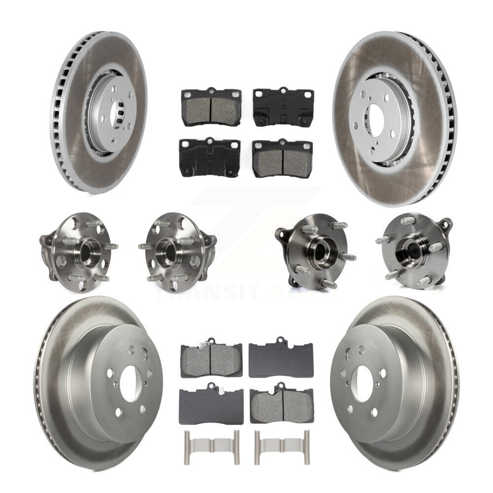 Kit de rotors et plaquettes de frein à disque revêtus de roulement de moyeu avant et arrière (10 pièces) pour Lexus IS35