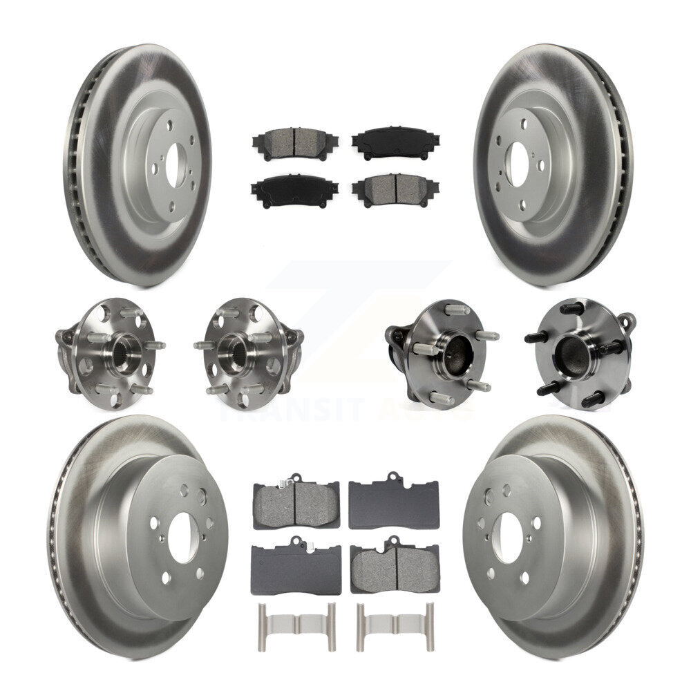 Kit de rotors et plaquettes de frein à disque revêtus de roulement de moyeu avant et arrière (10 pièces) pour Lexus IS35