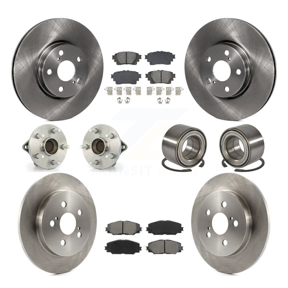 Kit de rotors et plaquettes de frein à disque, roulements de moyeu avant et arrière (10 pièces) pour Toyota Coroll